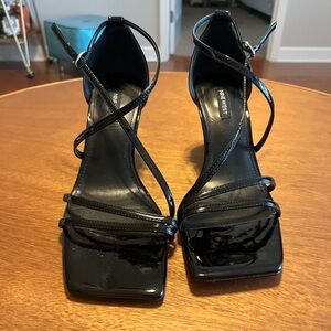 Nine West Black Patent Leather Stiletto Heels/Wedge
